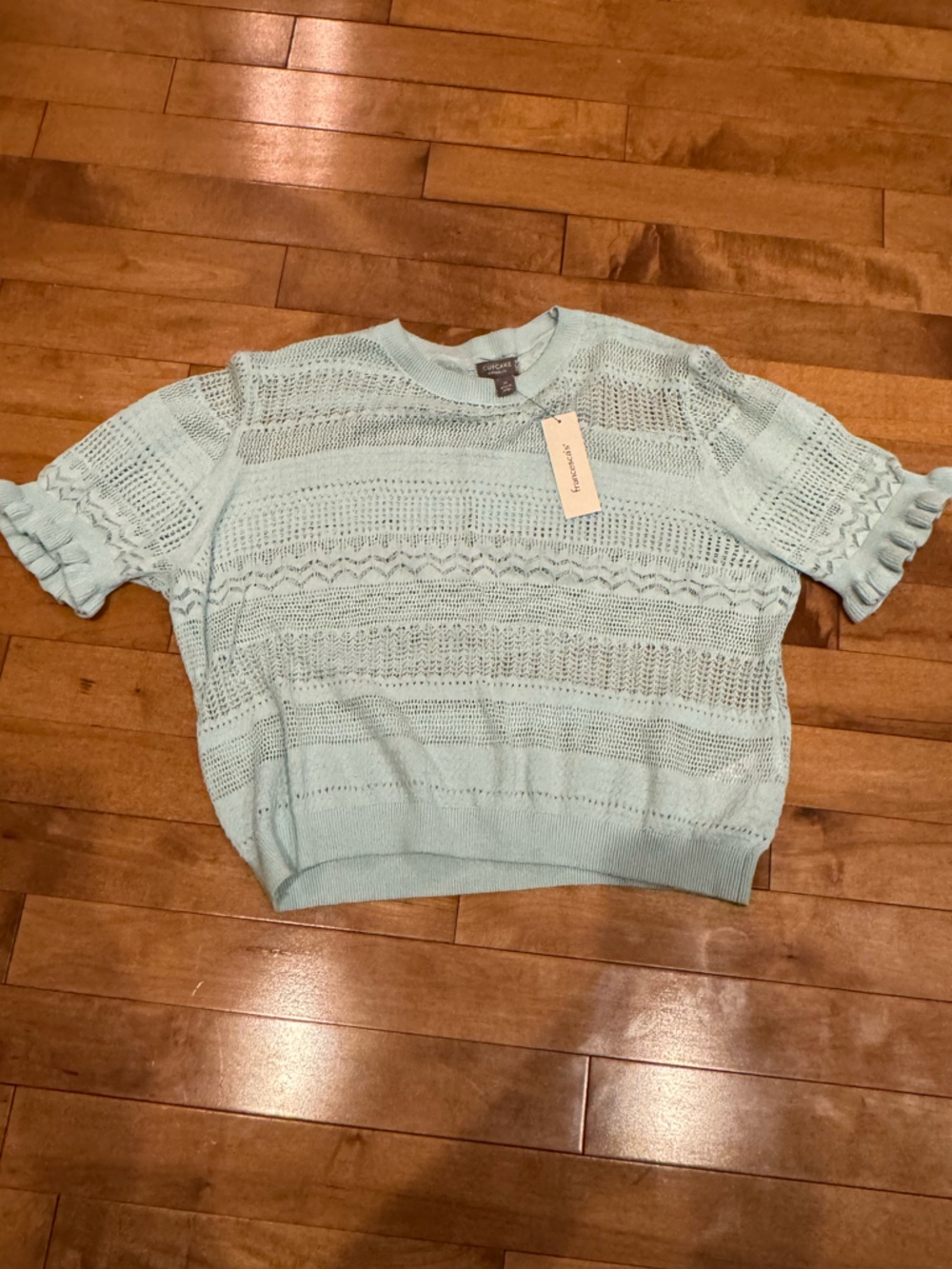 Francesca's Collections Pale Aqua Knit Shirt